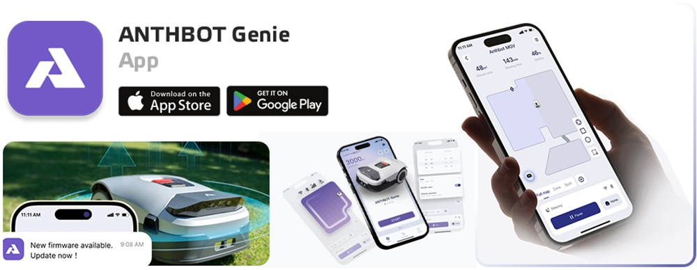 Mobilní aplikace Anthbot Genie pro ovládání robotické sekačky