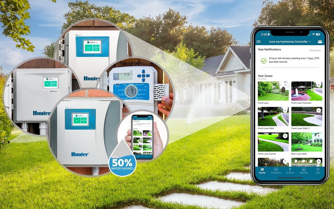Automatický závlahový systém ovládaný mobilní aplikací Hunter Hydrawise