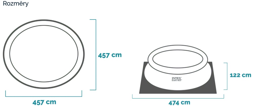 Rozměry bazénu Intex Easy Set 457 × 122 cm